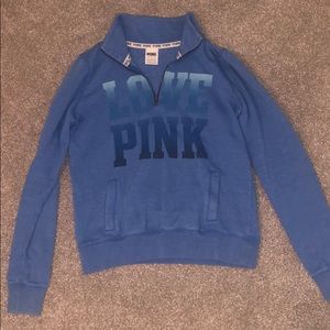 love pink quarter zip sweatshirt